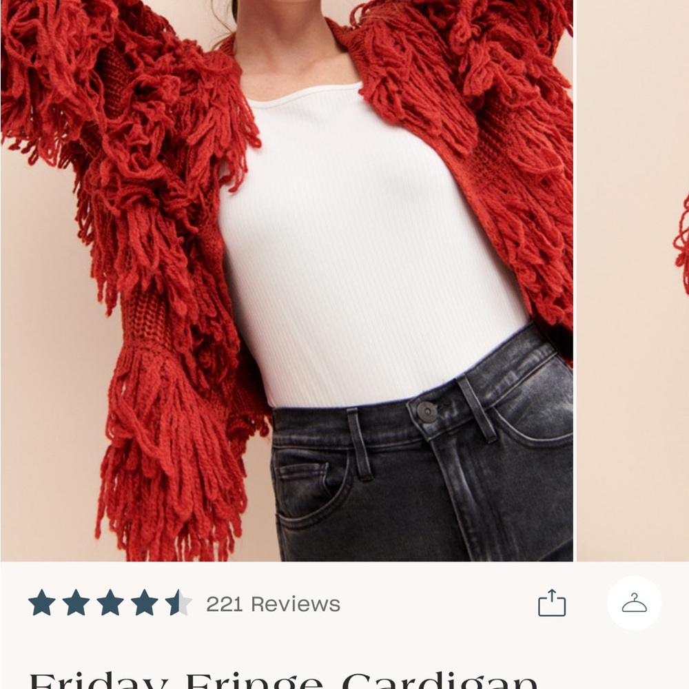 Fringe Cardigan in Red